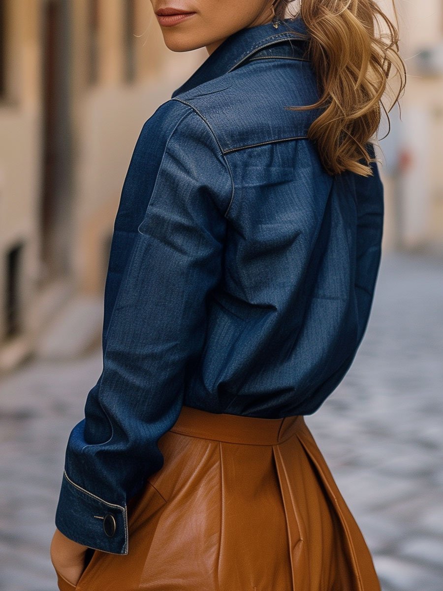 Casual Loose Denim Long Sleeve Blouse
